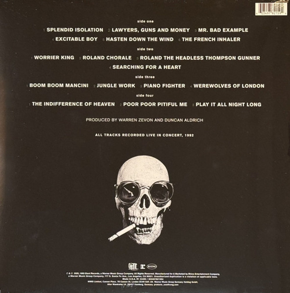 Warren Zevon – Learning To Flinch (Live)(Rktbr25) (2-LP Vinyl) Vinyl Record