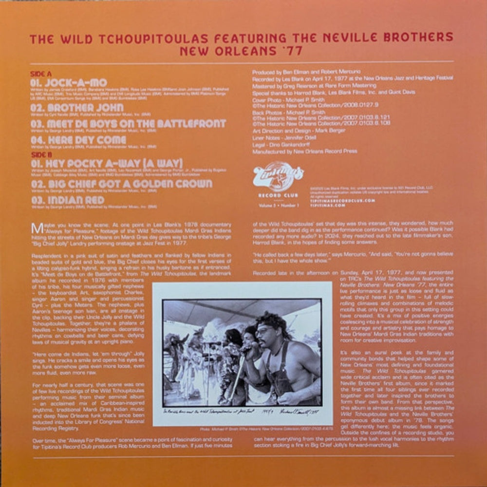 Wild Tchoupitoulas ft. The Neville Brothers: New Orleans '77 (LP Vinyl) Vinyl Record
