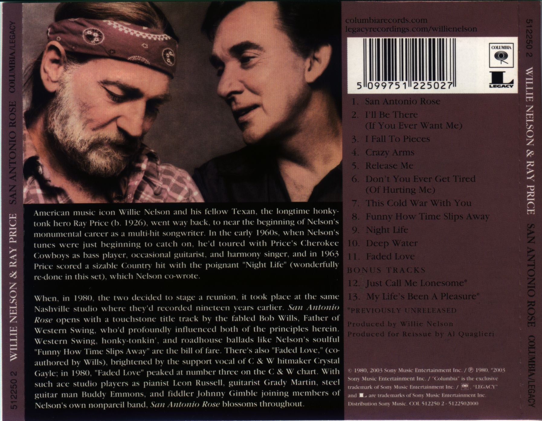 Willie Nelson & Ray Price – San Antonio Rose Music CD