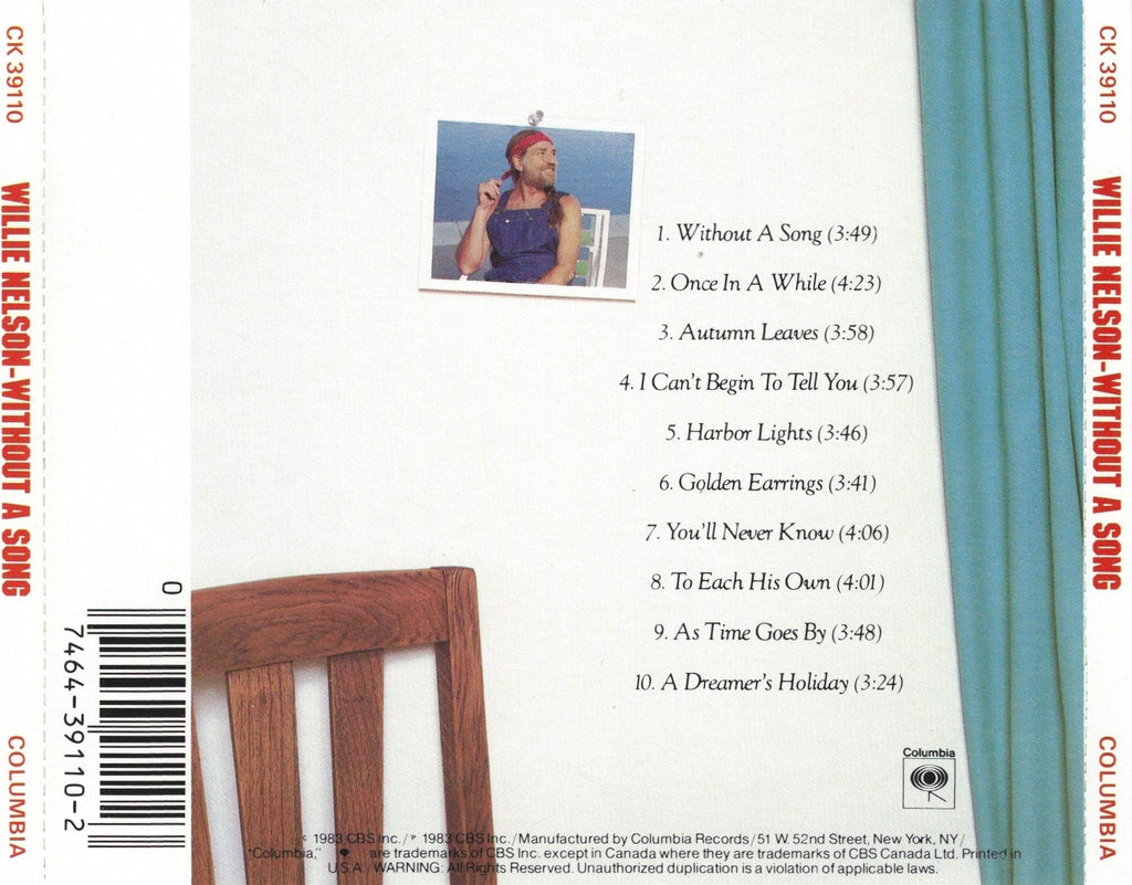 Willie Nelson – Without a Song Music CD