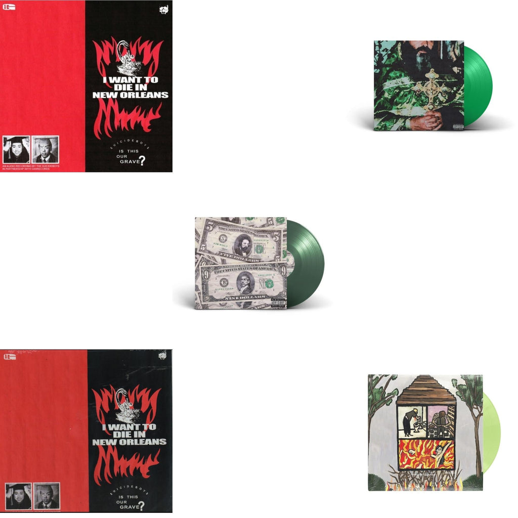 $Uicideboy$ - I Want To Die In New Orleans (Silver LP Vinyl) & I Want To Die In New Orleans (Red/Black LP Vinyl) & New World Depression (Coke Bottle LP Vinyl) & Sing Me A Lullaby My Sweet Temptation (Green LP Vinyl) & Long Term Effects Of Suffering