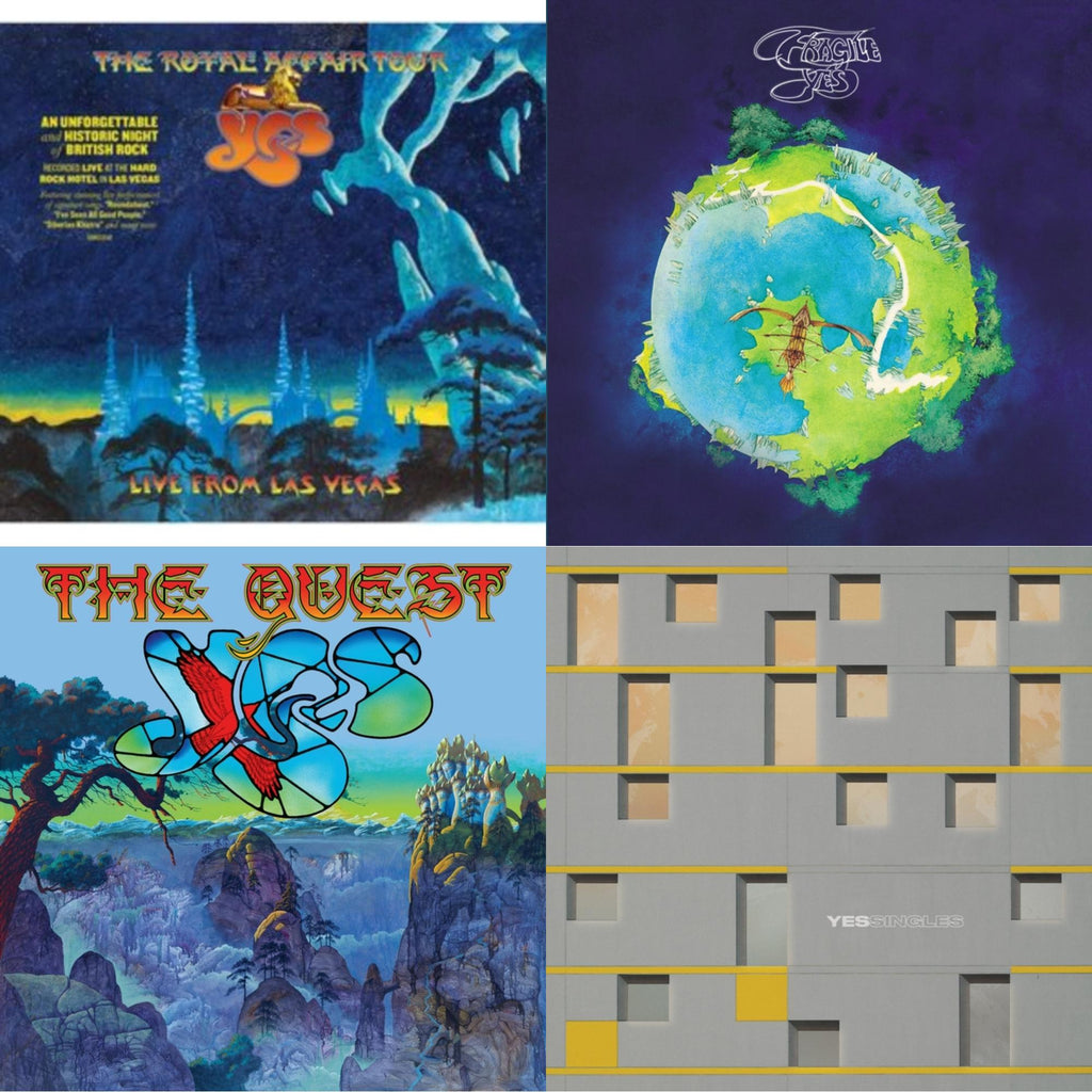 Yessingles (Yellow/Orange/Black Splatter LP Vinyl) (Rocktober) & Quest (2LP/2CD/Sky Blue Vinyl) (I) & Royal Affair Tour (Live In Las Vegas) & Fragile (Super Deluxe/LP/CD/DVD)