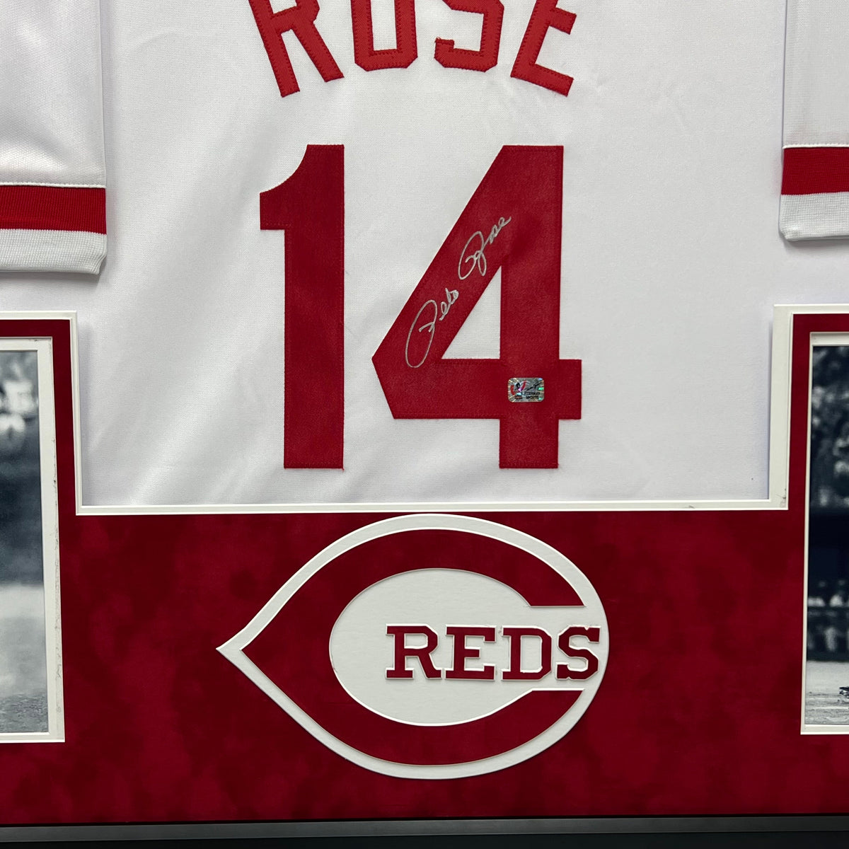 Pete Rose Signed Custom Framed Jersey Rose Auth Cincinnati Reds