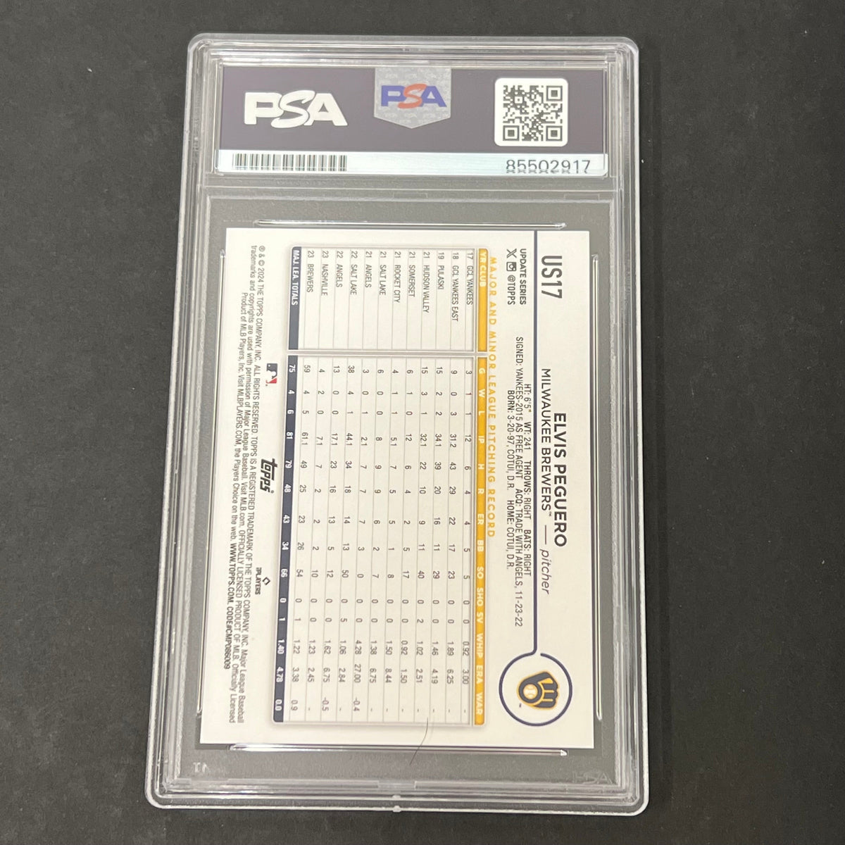 2024 Topps Update Series #US17 Elvis Peguero signed card PSA Auto 10