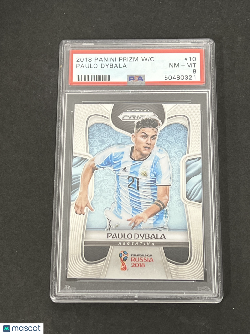 2018 Panini Prizm World Cup #10 Paulo Dybala Signed Card PSA 8 Autographed