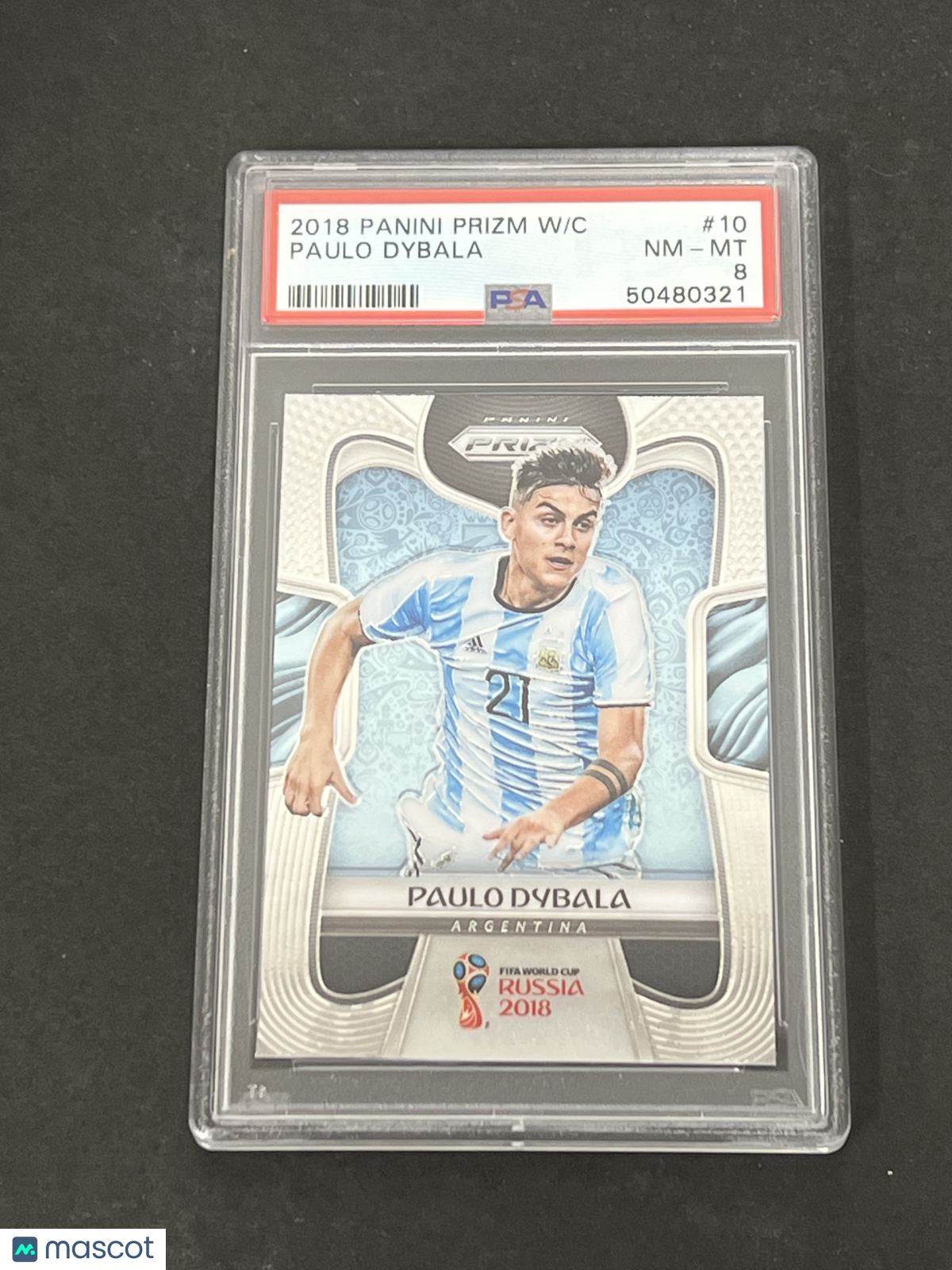 2018 Panini Prizm World Cup #10 Paulo Dybala Signed Card PSA 8 Autographed