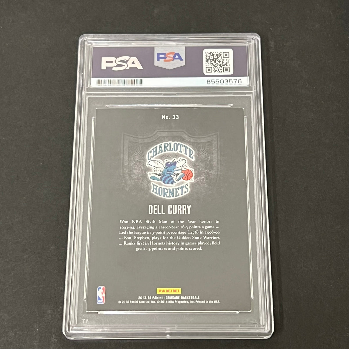 2013-14 Panini Crusade #33 Dell Curry signed card PSA Charlotte Hornets