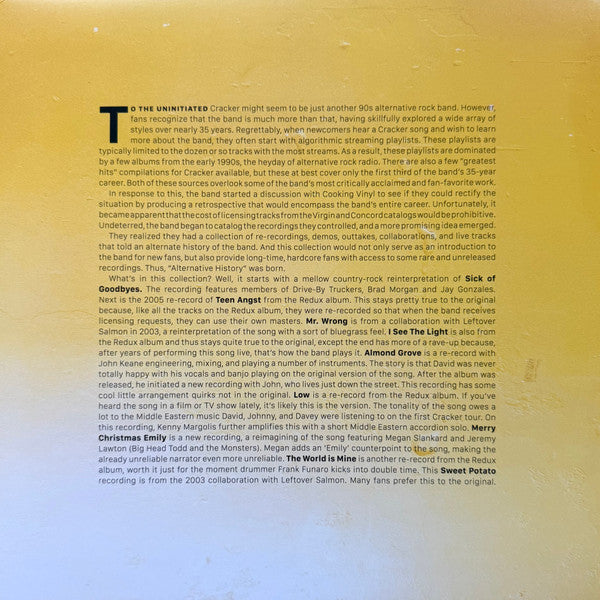 Alternative History: A Cracker Retrospective (3x COLOR VINYL) | Mint (M) Mint (M)