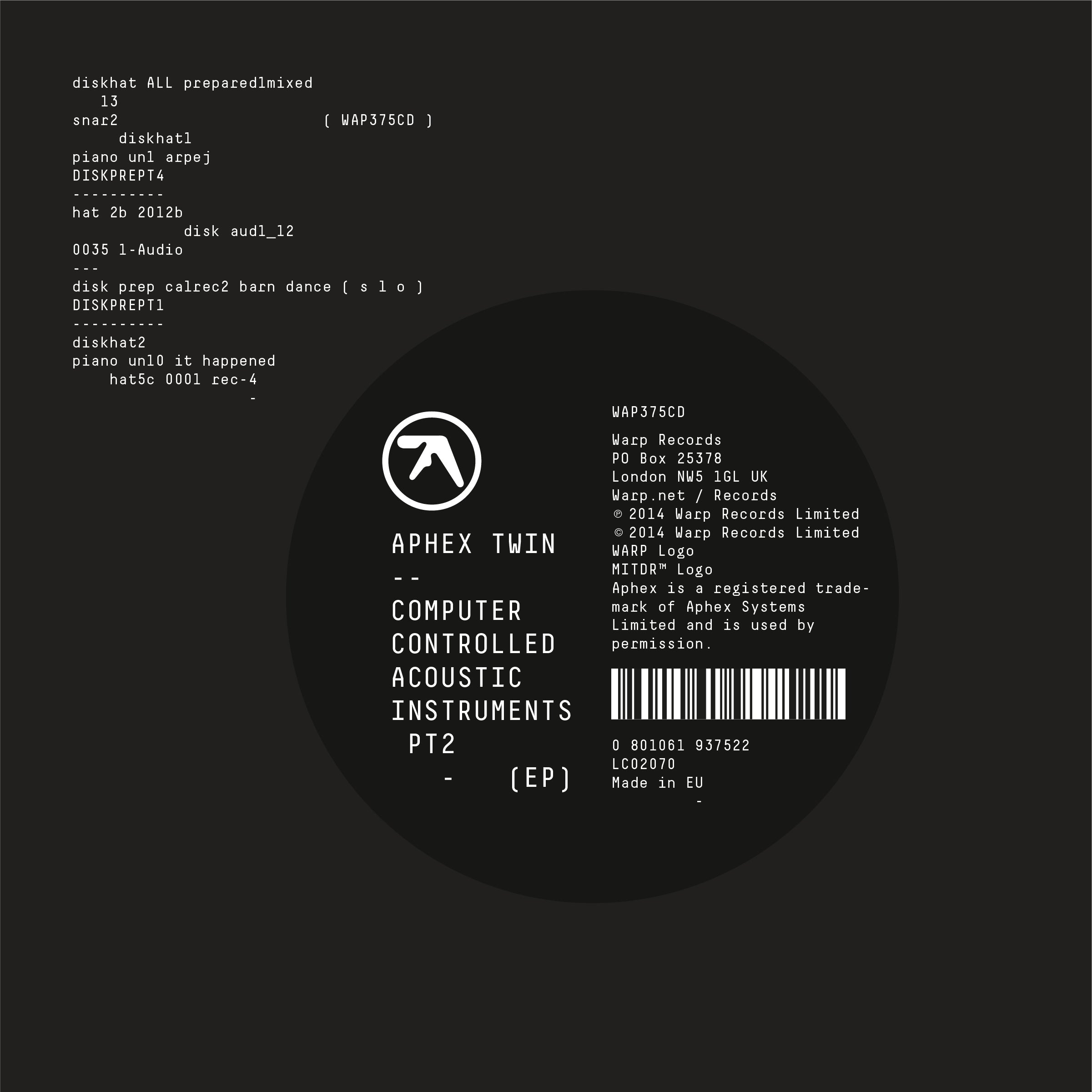 Computer Controlled Acoustic Instruments pt 2 EP Music CD