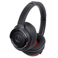 ATH-WS660BTBRD Solid Bass Bluetooth Wireless Over-Ear Headphones with Built-In Mic & Control, Black/Red |