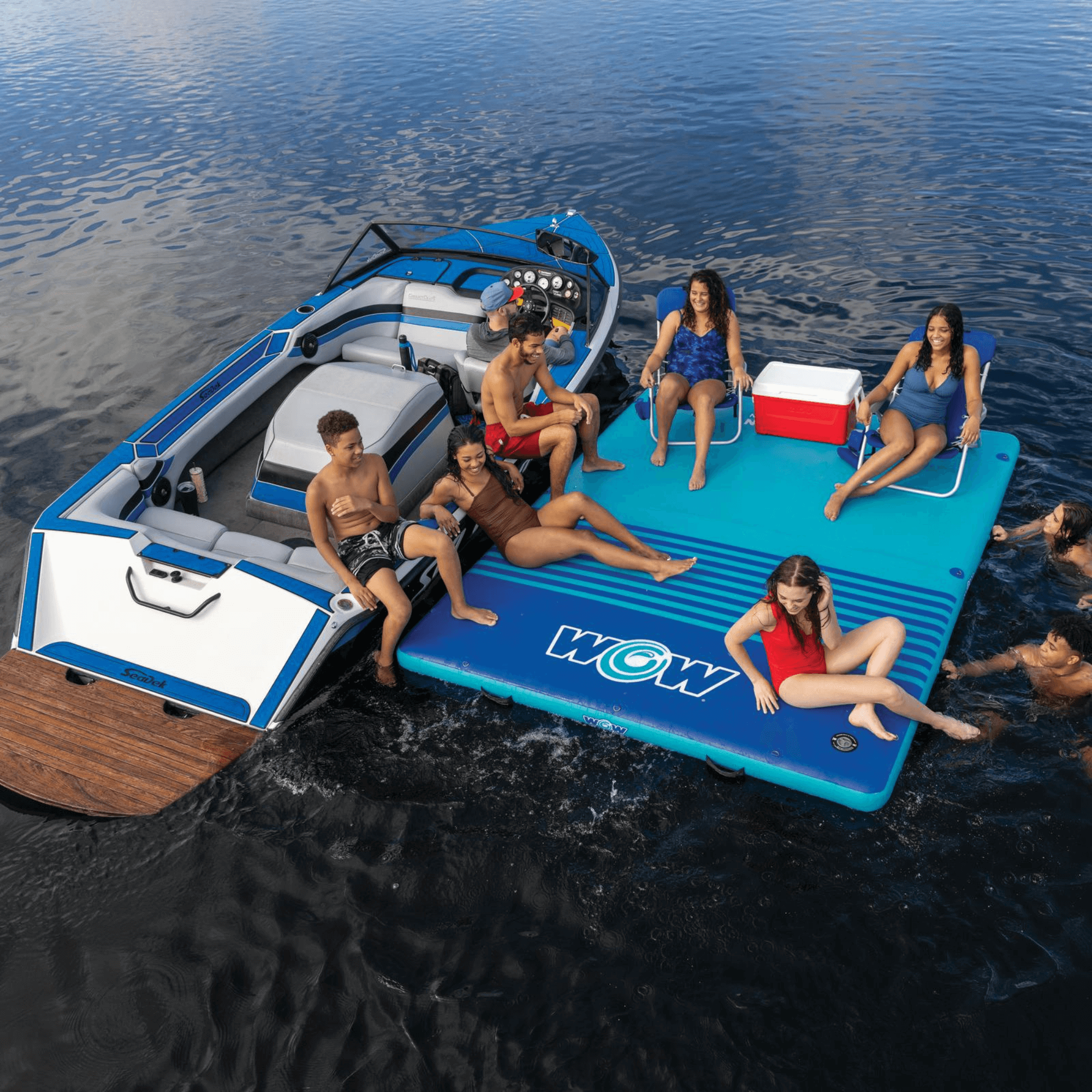 WOW Watersports 8'x5'x6" Drop Stitch Vacation Station Dock w 4 Handles