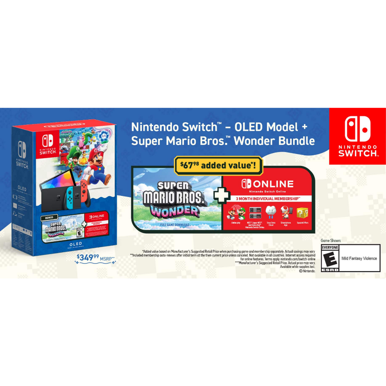 Nintendo - Switch Console OLED - Super Mario Bros Wonder Bundle