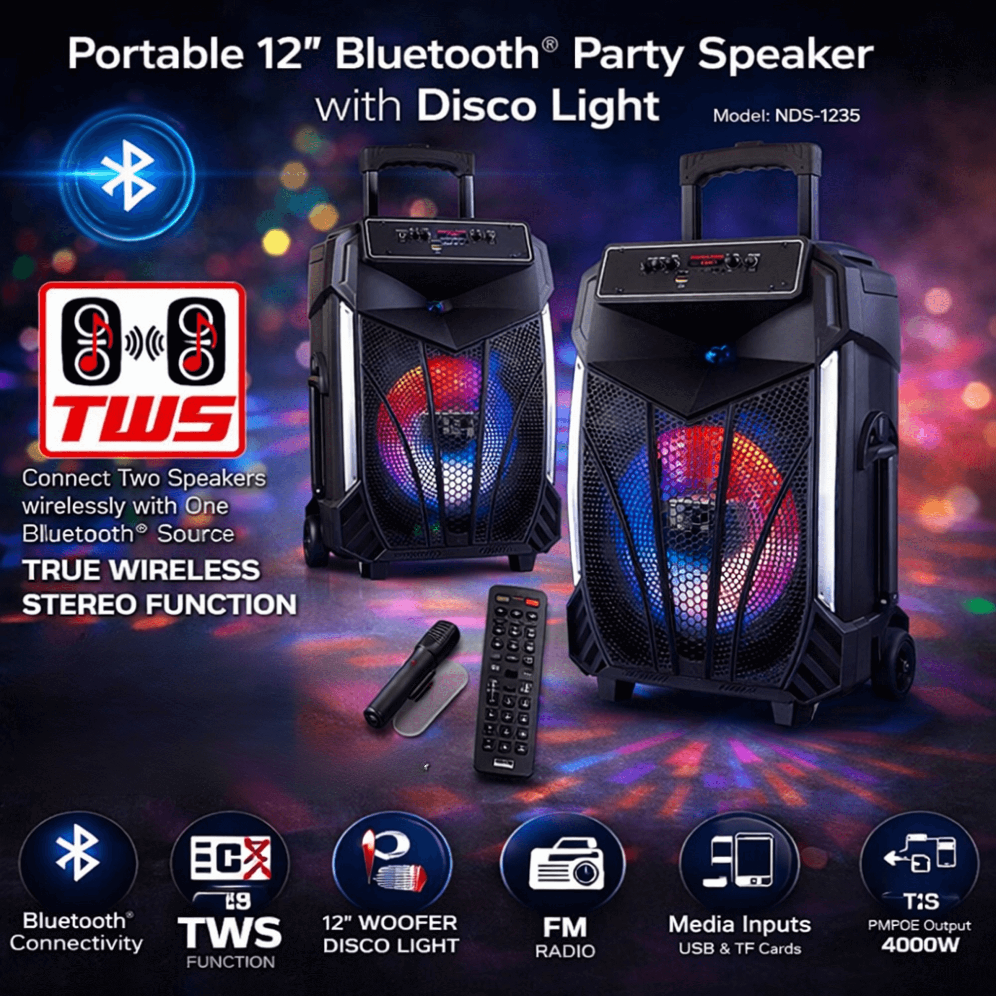 Naxa Portable 12" Bluetooth Party Speaker - Refurbished