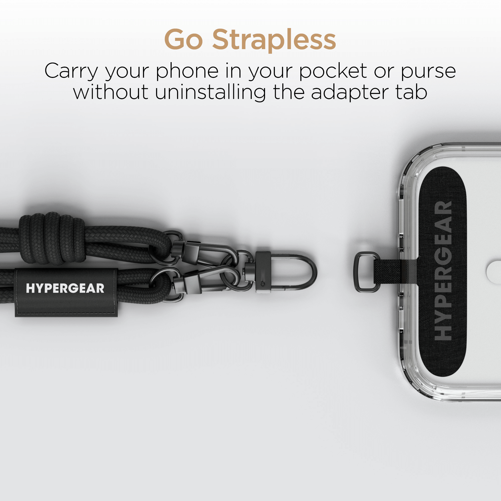 HyperGear TECHcessories Black Braided Rope Universal Crossbody Phone Strap