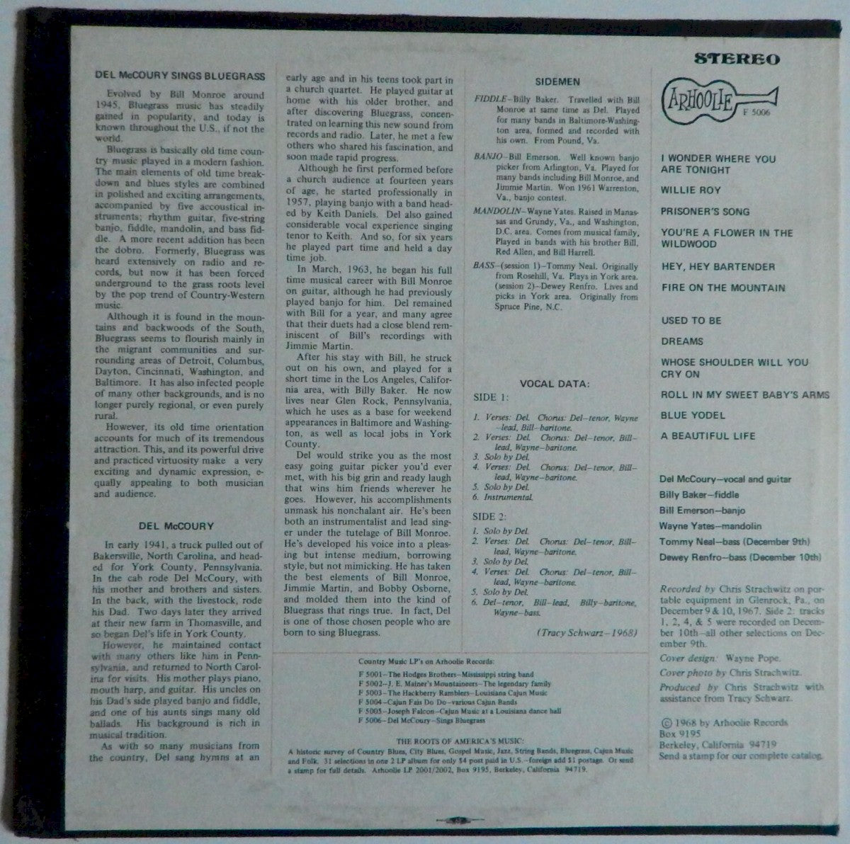 Del Mccoury – Del McCoury Sings Bluegrass (LP Vinyl) Vinyl Record