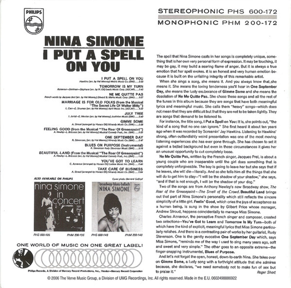 Nina Simone – I Put a Spell on You Music CD