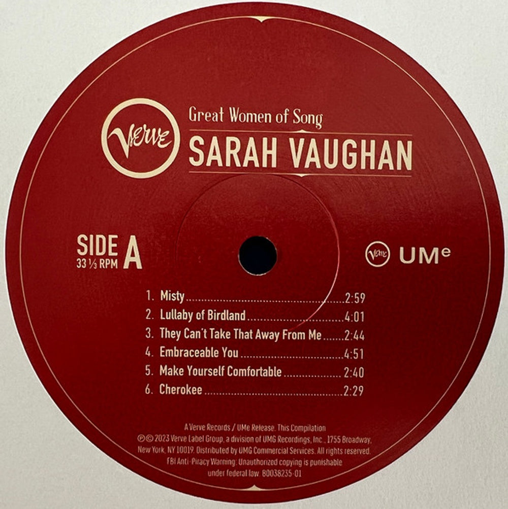 Sarah Vaughan – Great Women Of Song (LP Vinyl) Vinyl Record