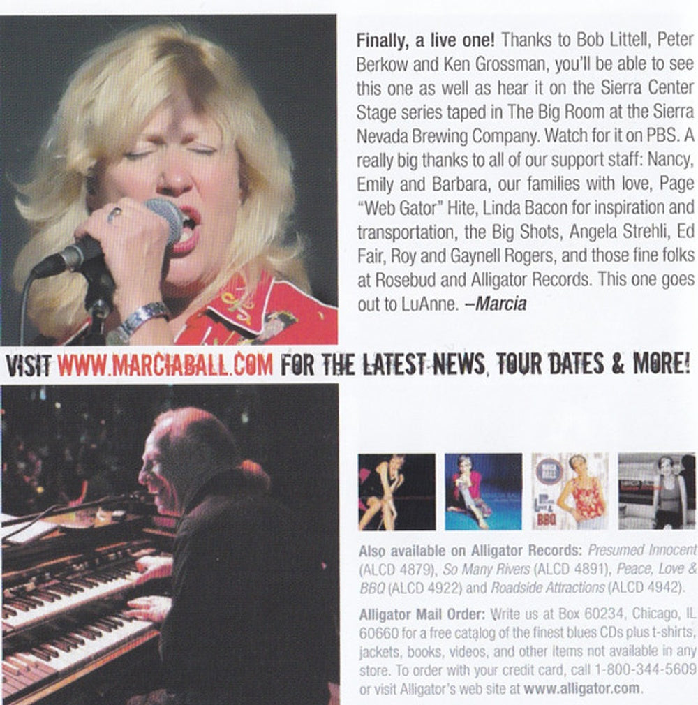 Marcia Ball – Live Down the Road Music CD