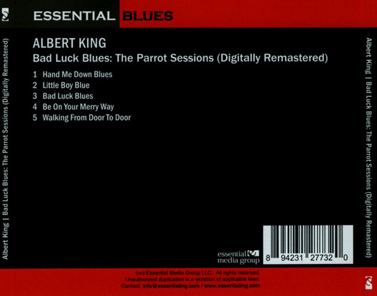 Albert King – Bad Luck Blues: The Parrot Sessions Music CD
