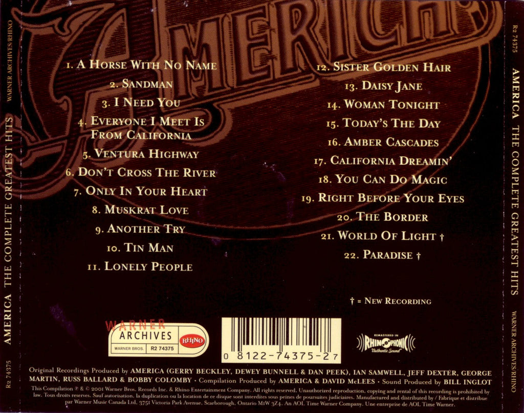 America – The Complete Greatest Hits Music CD