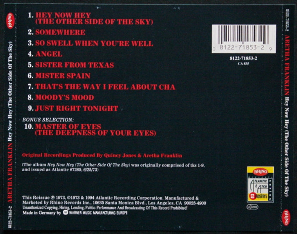 Aretha Franklin – Hey Now Hey Music CD