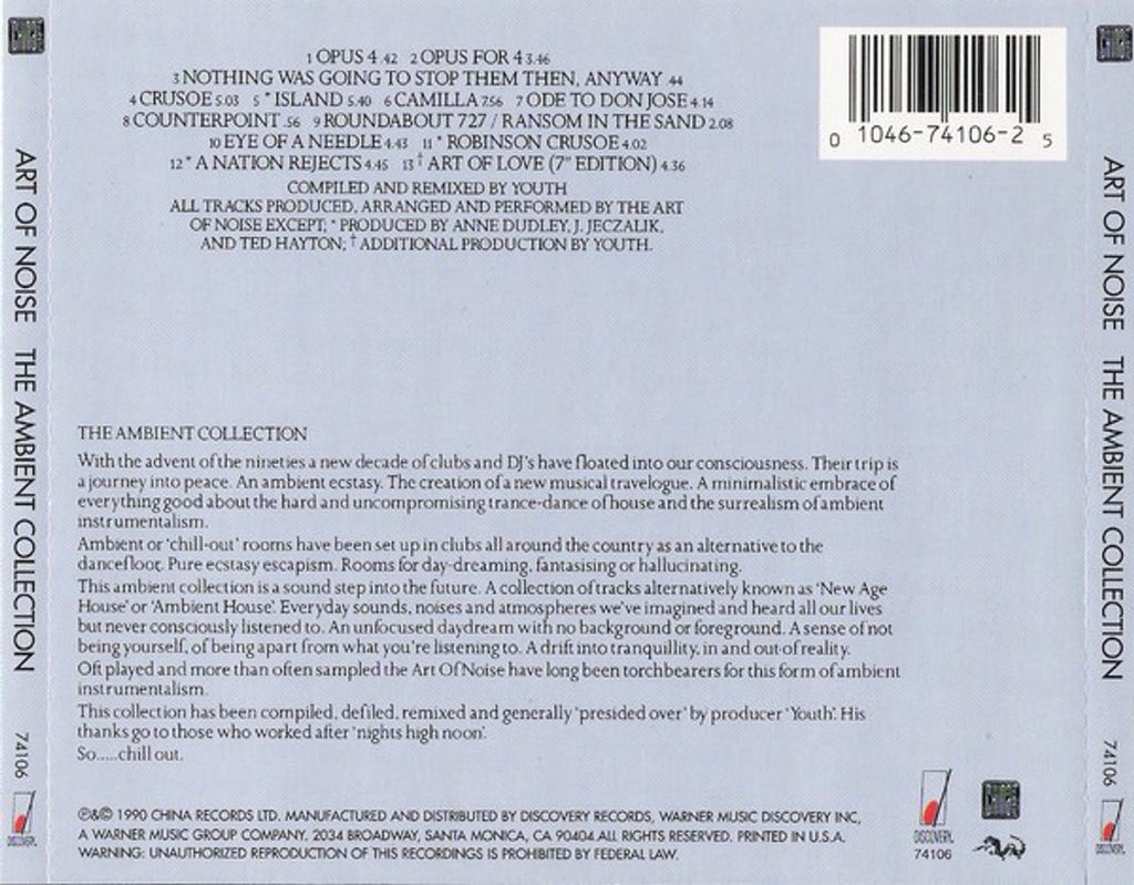 Art Of Noise – Ambient Collection Music CD