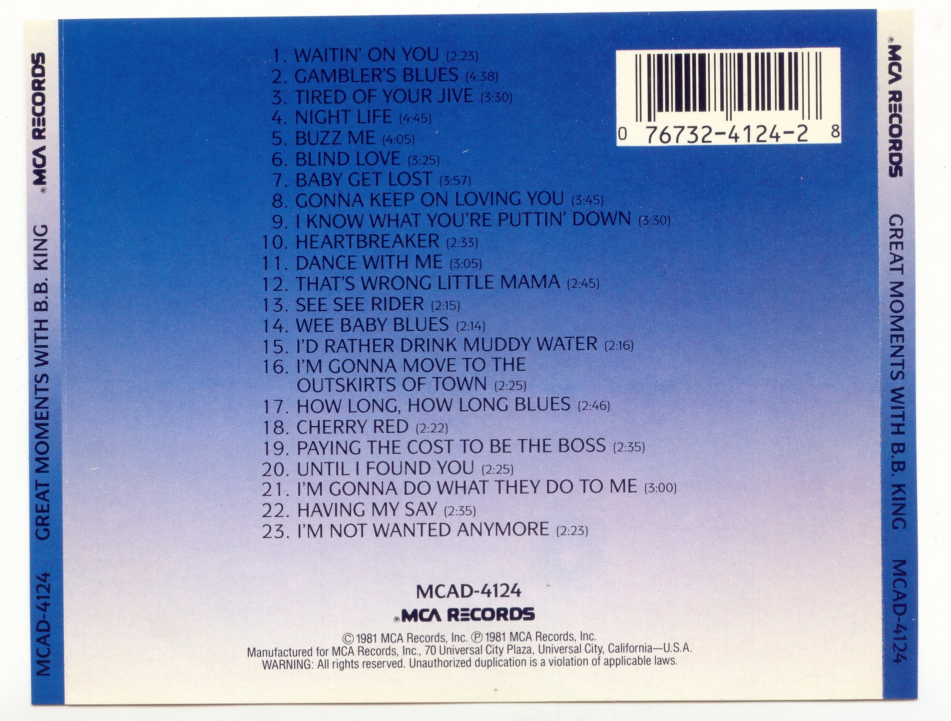 B.B. King – Great Moments with B.B. King Music CD