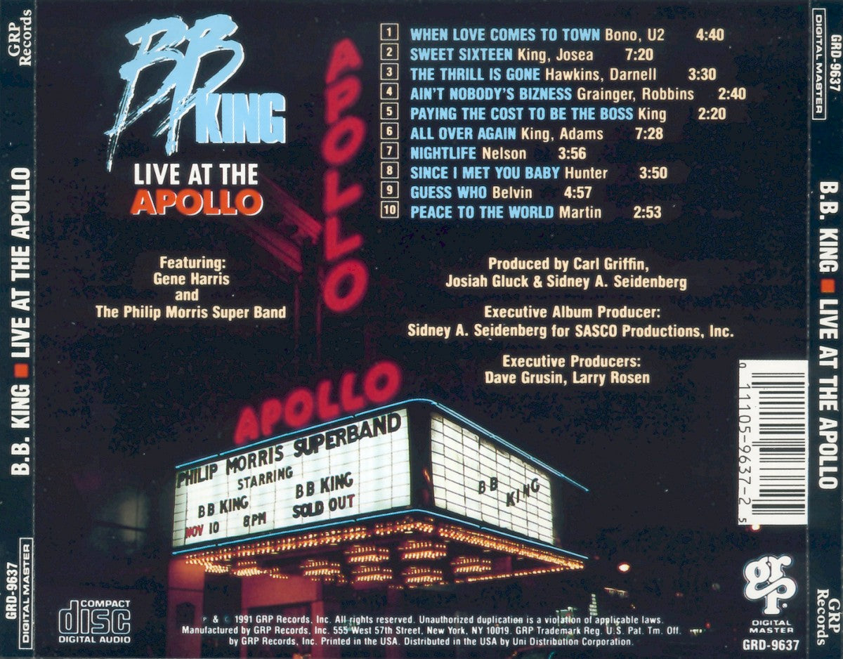 B.B. King – Live at the Apollo Music CD