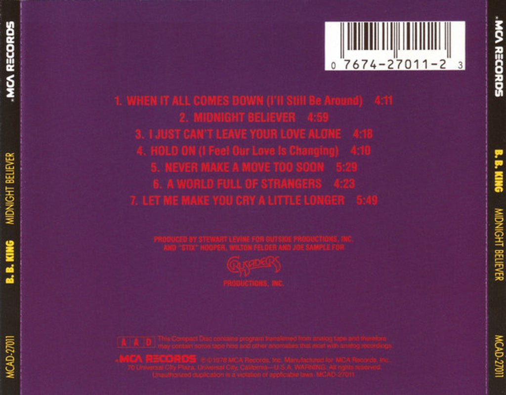 B.B. King – Midnight Believer Music CD