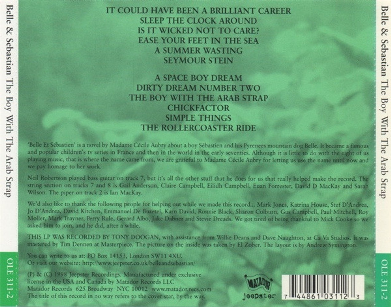 Belle And Sebastian – The Boy With The Arab Strap Music CD