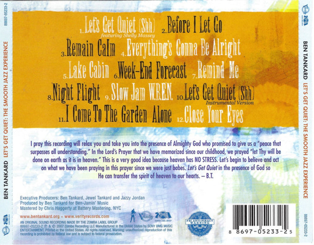 Ben Tankard – Let's Get Quiet: The Smooth Jazz Experience Music CD