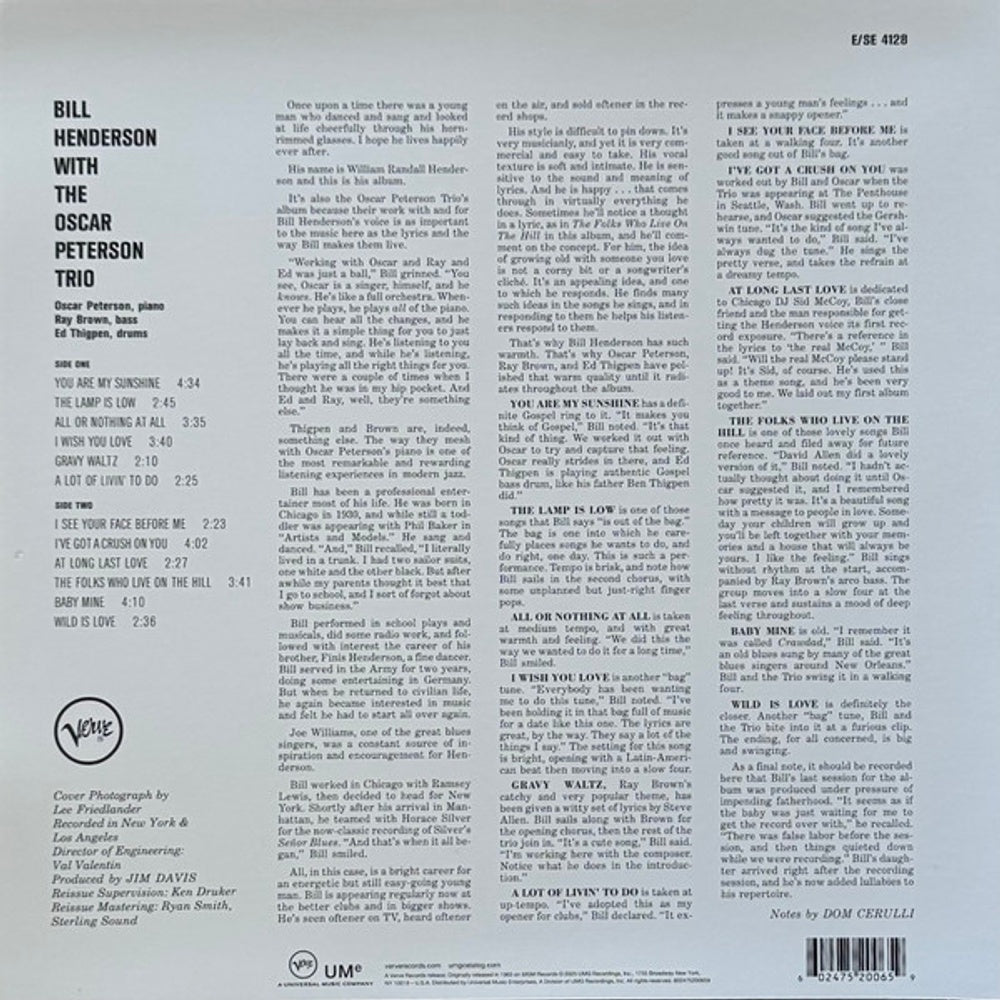 Bill Henderson – Bill Henderson With Oscar Peterson (LP Vinyl) Vinyl Record