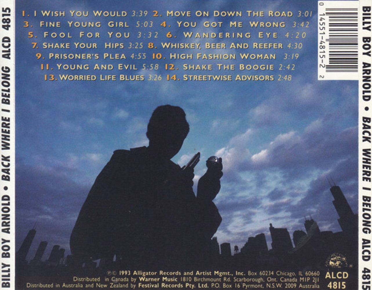 Billy Boy Arnold – Back Where I Belong Music CD