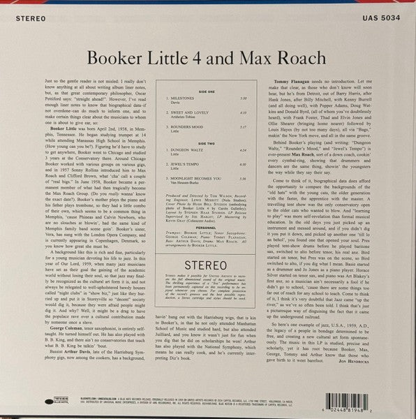 Booker Little – Booker Little 4 & Max Roach (LP Vinyl) Vinyl Record