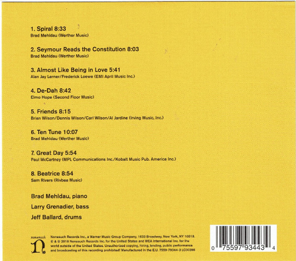 Brad Mehldau – Seymour Reads the Constitution Music CD