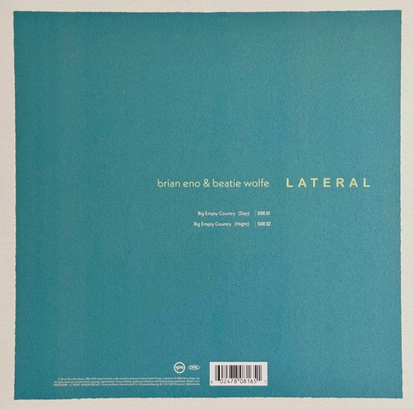 Brian Eno and Beatie Wolfe – Lateral (LP Vinyl) Vinyl Record