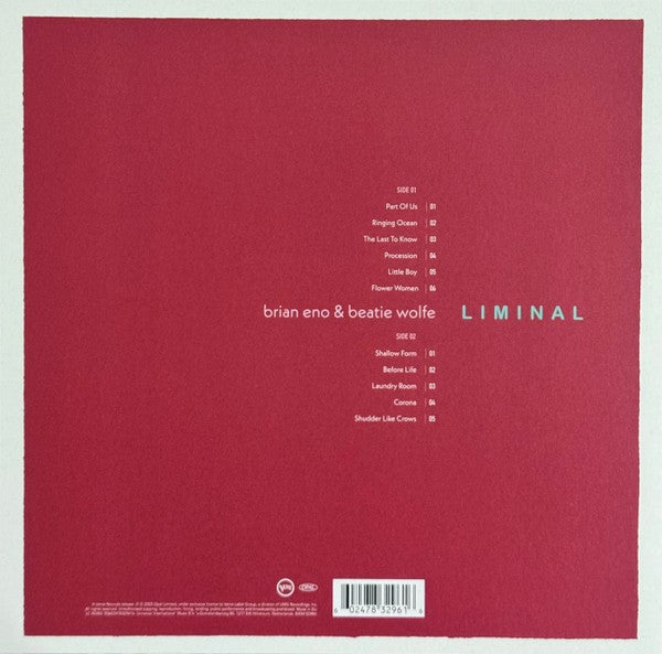 Brian Eno and Beatie Wolfe – Liminal (LP Vinyl) Vinyl Record