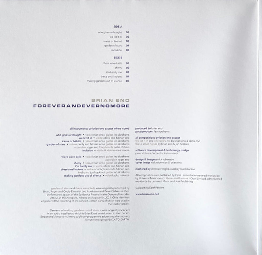 Brian Eno – FOREVERANDEVERNOMORE (LP Vinyl) Vinyl Record