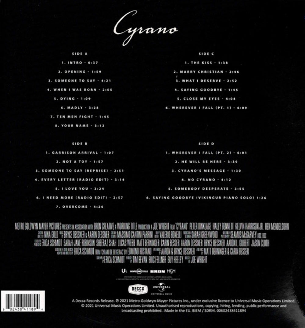 Bryce Dessner & Aaron Dessner – Cyrano: Original Motion Picture Soundtrack (2-LP Vinyl) Vinyl Record