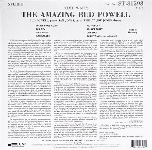 Bud Powell – Time Waits (LP Vinyl) Vinyl Record