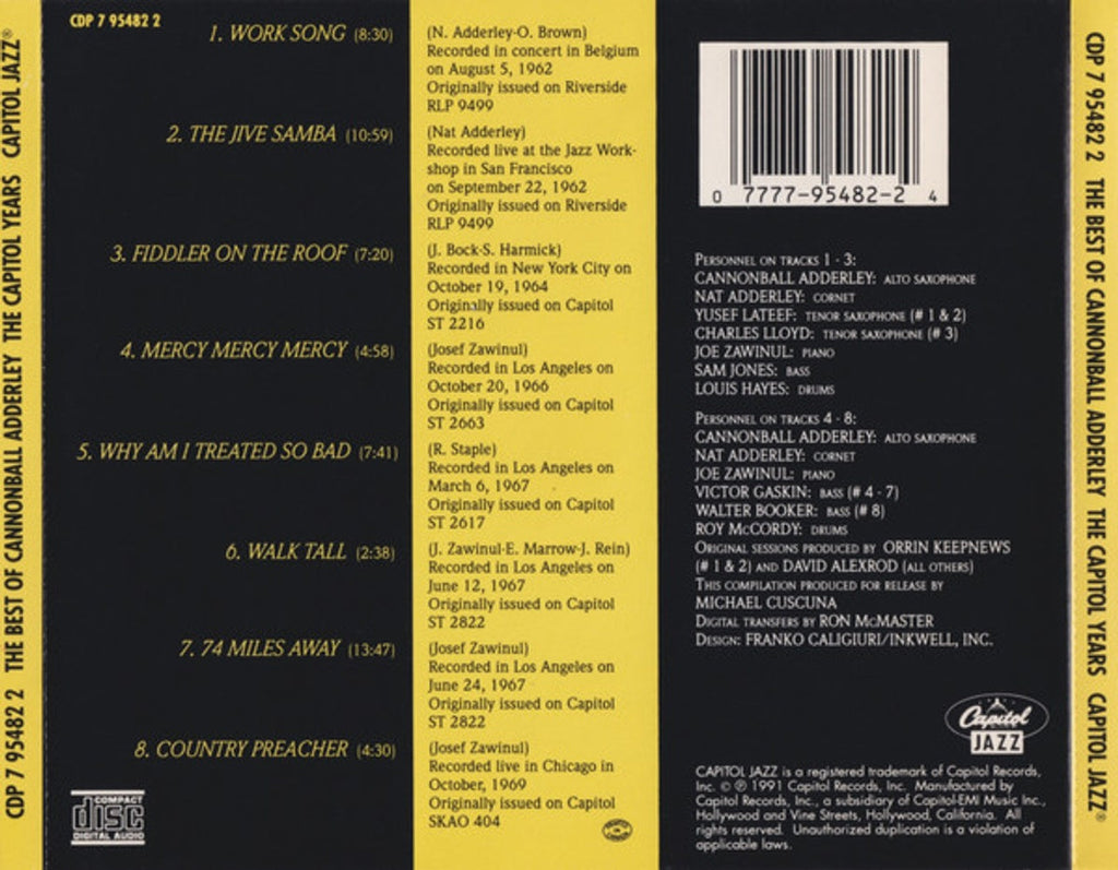Cannonball Adderley Quintet – Best of the Capitol Years Music CD