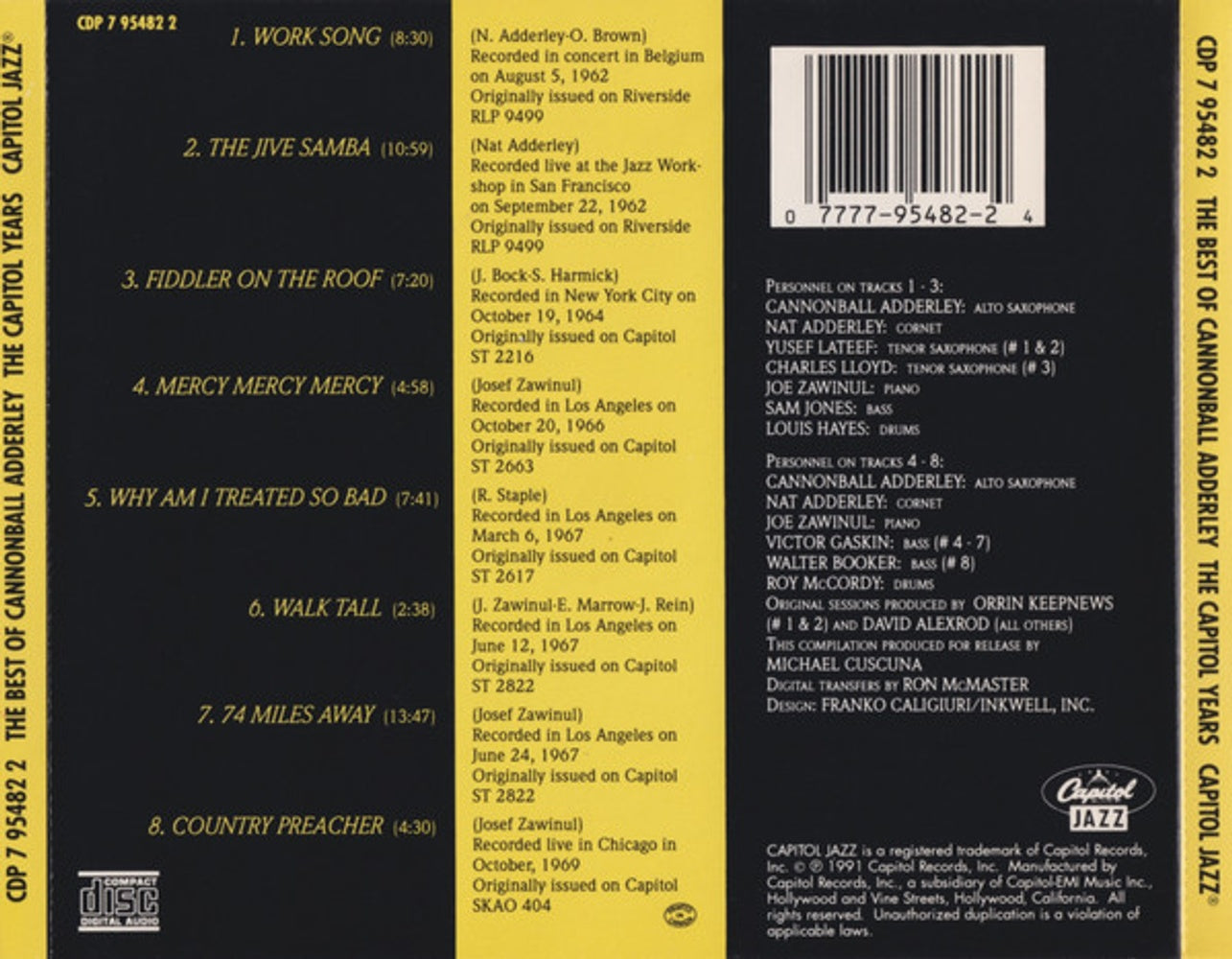 Cannonball Adderley Quintet – Best of the Capitol Years Music CD