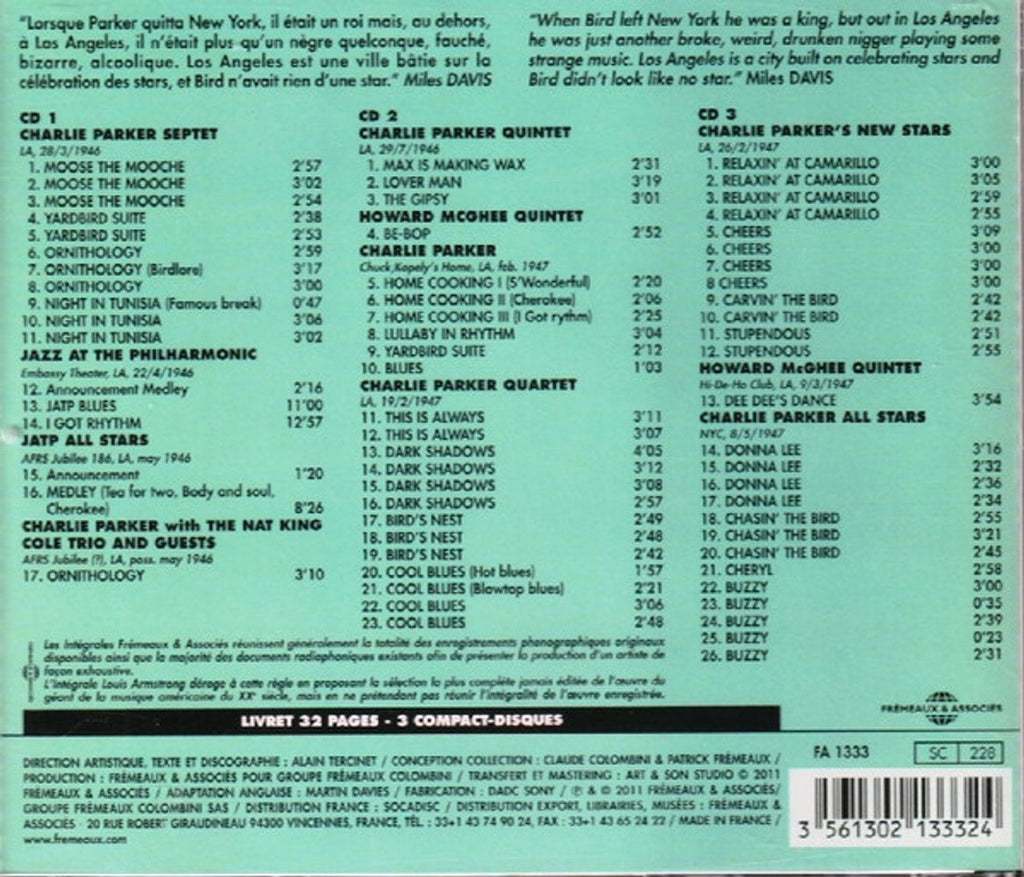 Charlie Parker – Vol 3: Integrale Charlie Parker 1946-47 (3-CD) Music CD