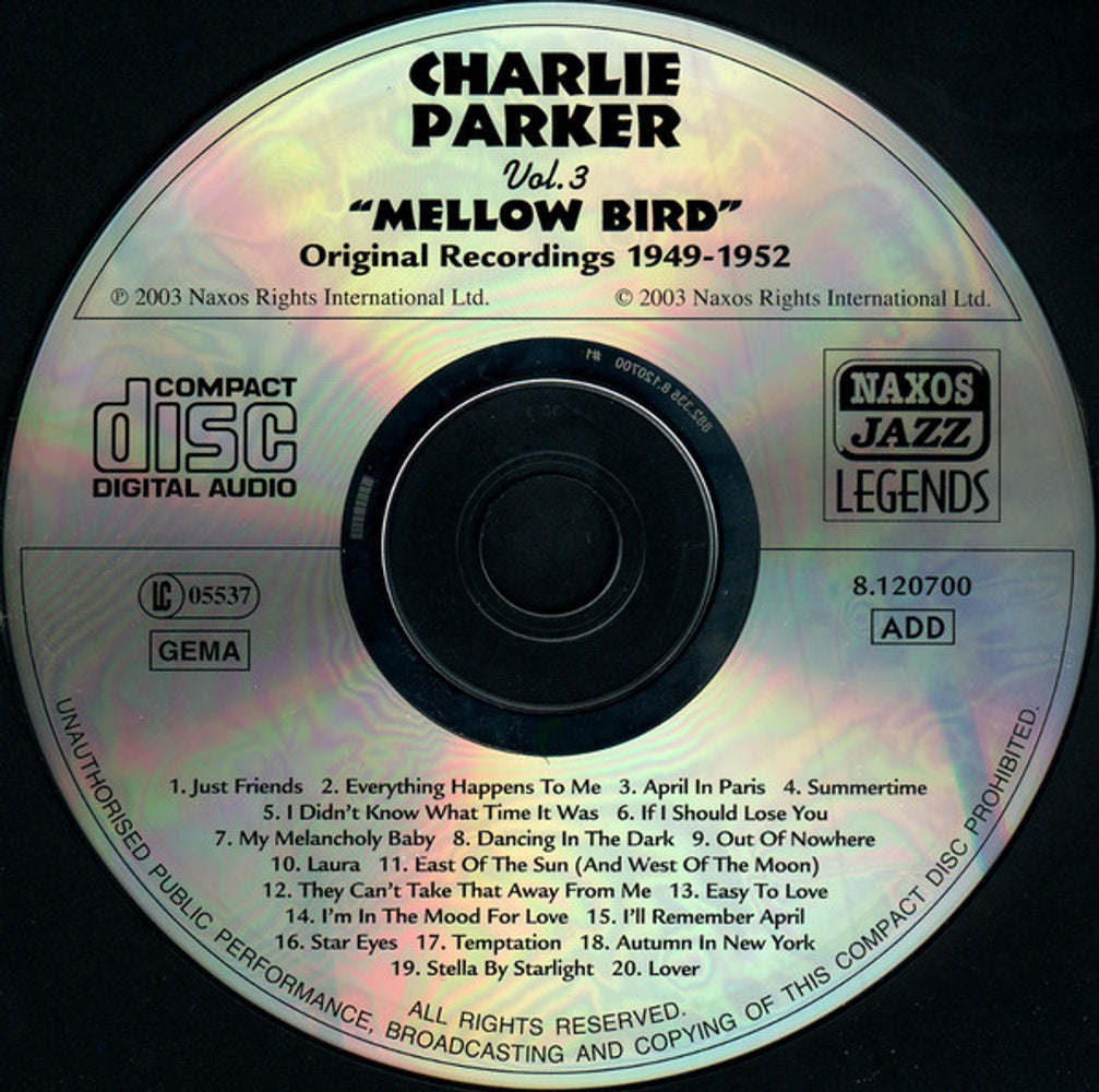 Charlie Parker – Vol. 3: Mellow Bird With Strings Music CD