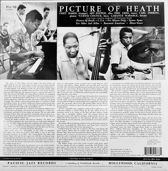 Chet Baker, Art Pepper, & Phil Urso – Picture Of Heath (LP Vinyl) Vinyl Record