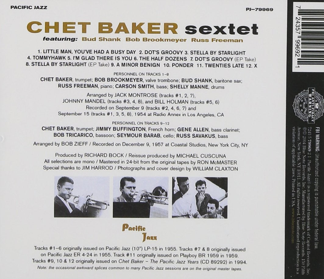 Chet Baker – Chet Baker Sextet Music CD