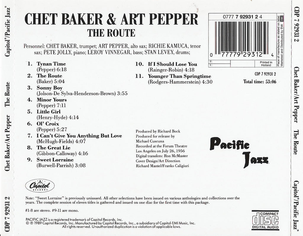 Chet Baker & Art Pepper – The Route Music CD