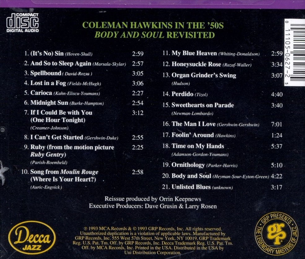 Coleman Hawkins – Body & Soul Revisited Music CD