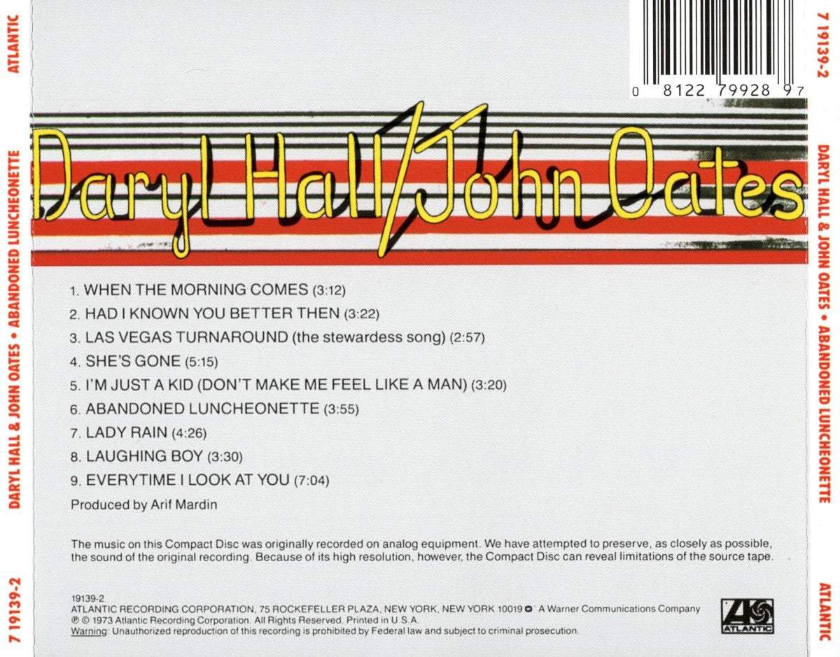 Daryl Hall & John Oates – Abandoned Luncheonette Music CD