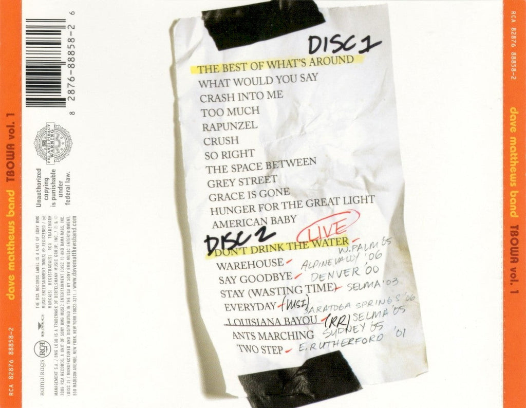 Dave Matthews Band – The Best Of What's Around, Vol. 1 (2-CD)